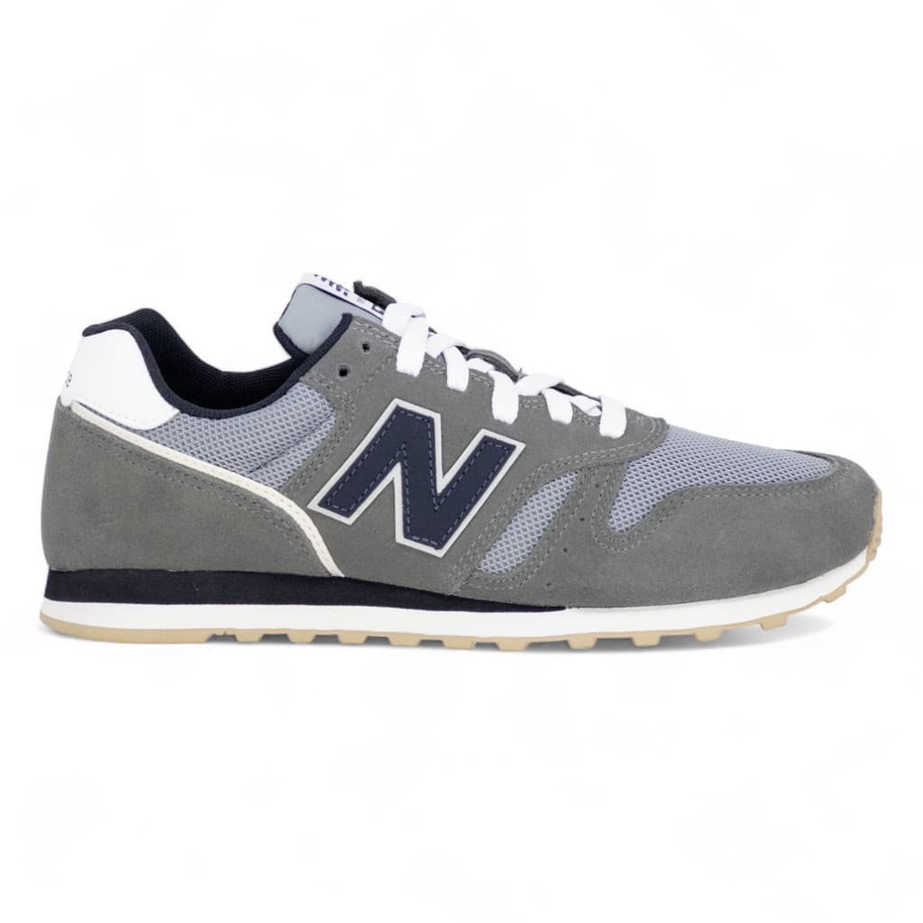 Tênis New Balance 373v2 Masculino cinza e branco com logo N