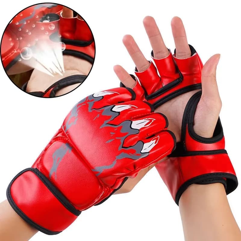 Luvas de boxe meio dedo luvas de MMA UFC Sanda luvas adultas espessadas sacos de areia de soco luvas de luta