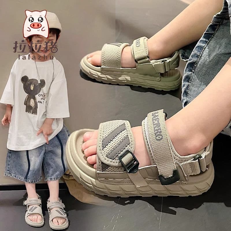 Pig meninos sandálias esportivas crianças leves sandálias de sola macia bebê sapatos de praia abertos