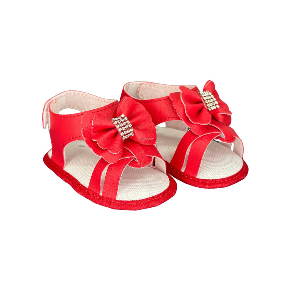 Sandália bebê menina com Laço e Strass - Sandália menina papete - presente de bebê sandália batizado