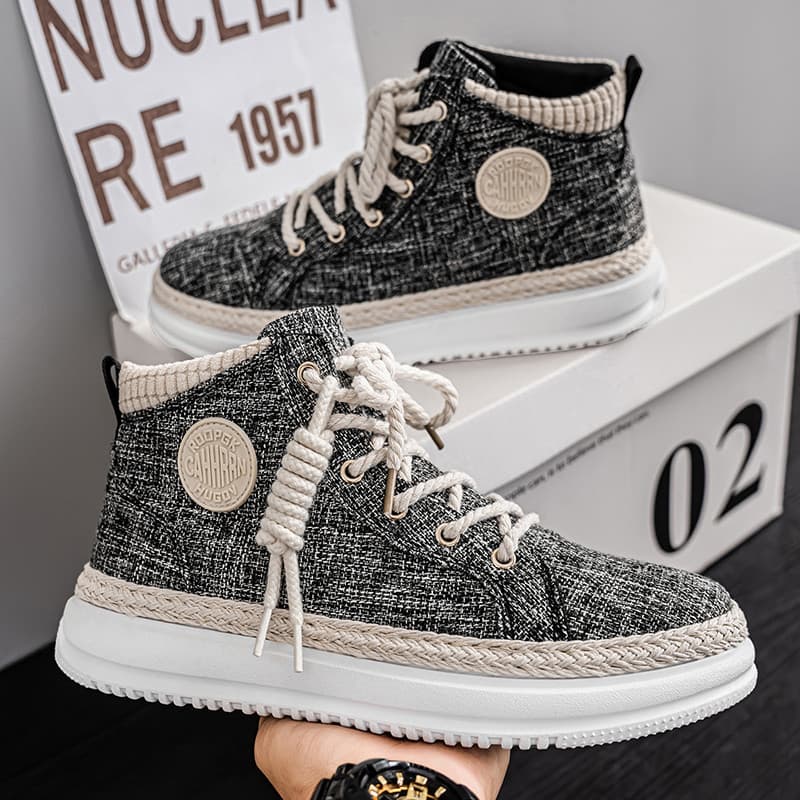 Sapatos masculinos de alta qualidade 2026 novo estilo verão All-Match Casual Mid-top tênis masculino de sola grossa lona