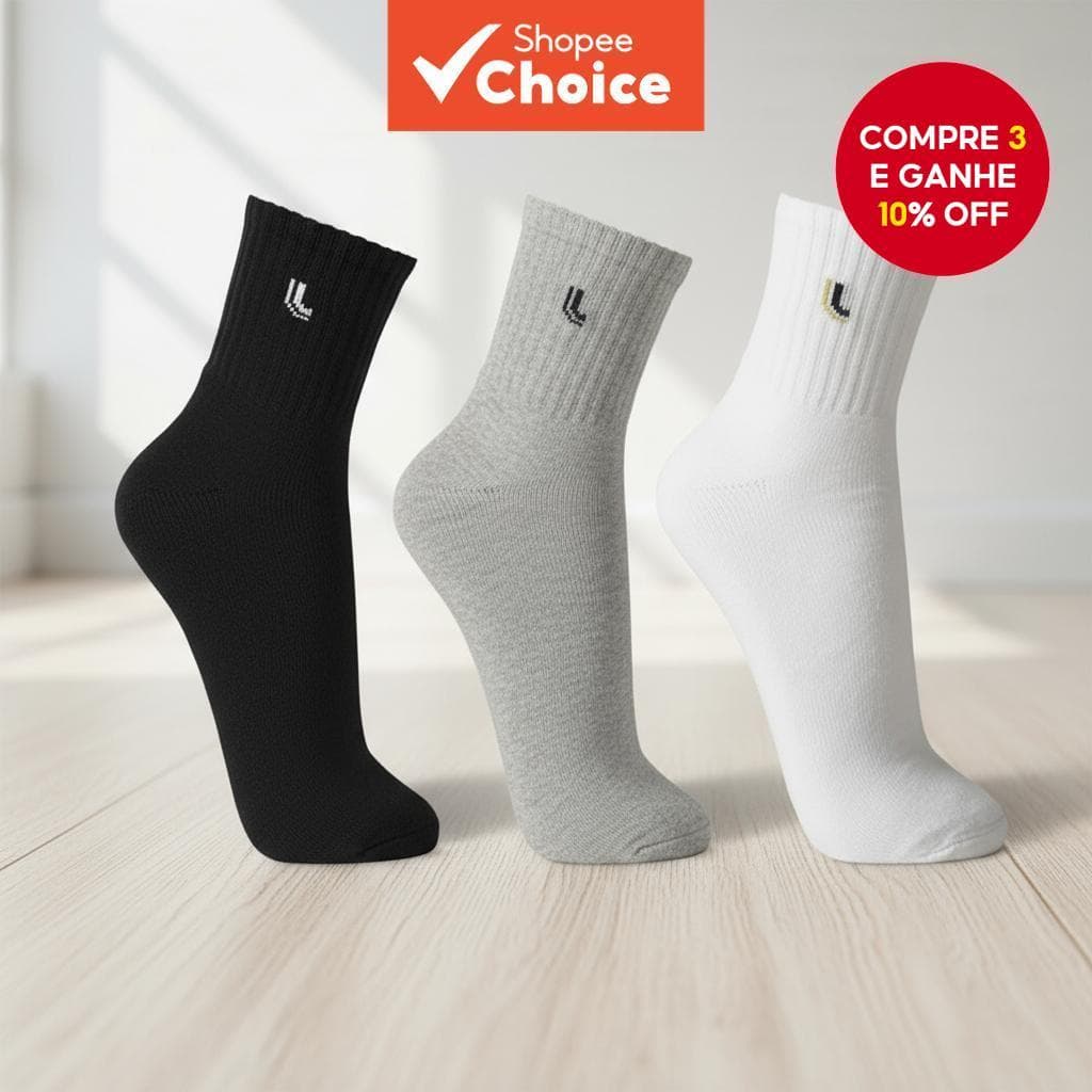  Lupo Original 3 Pares de Meias Masculinas Mid-Crew - Meias Esportivas Premium para Esportes, Trabalho e Uso Diário