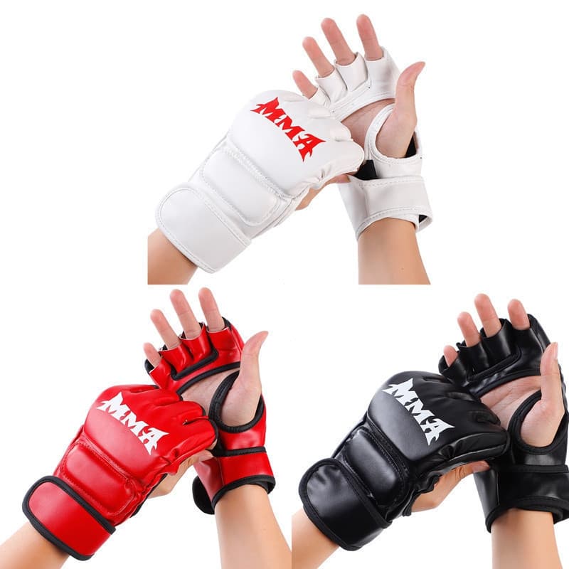 Par de Luvas de MMA, Luvas de Boxe, Luvas de Muay Thai, Luvas de Meio Dedo 62XM, Luvas de Treinamento de Boxe