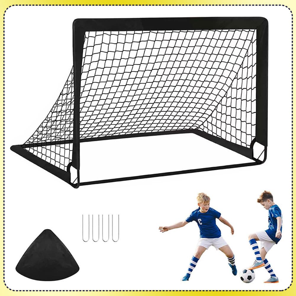 Gol de futebol portátil preto para treino Rede de gol de futebol dobrável para crianças 120 x 90 cm