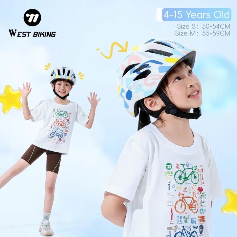 Capacete de Ciclismo Infantil WEST BIKING, Moldagem Integrada, Capacete de Proteção para Ciclismo Seguro, Capacetes para