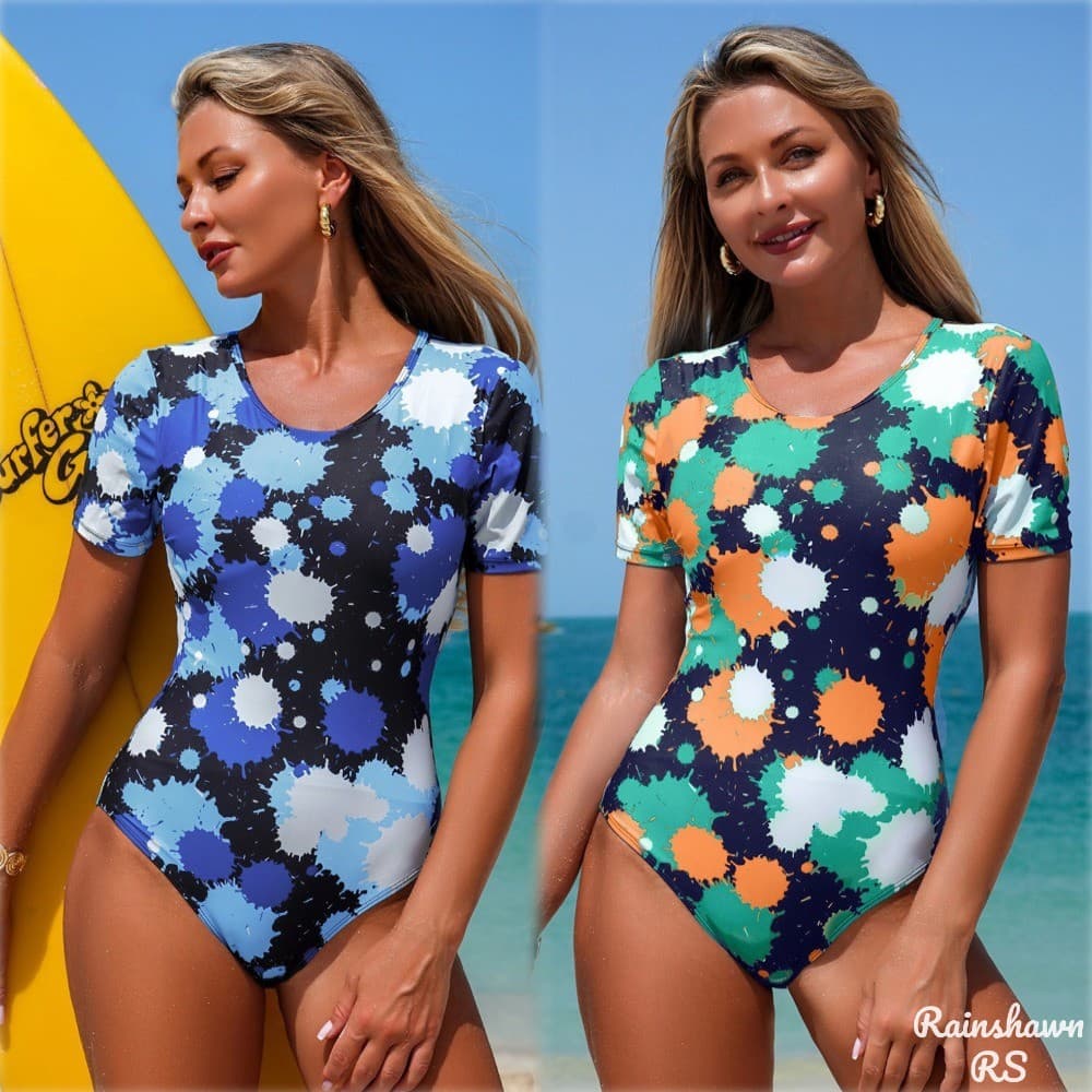 Flores Manga Curta Maiô de Uma Peça Maiô Feminino Surf Maio Feminino Praia Roupa De Praia Maio Plus Size Maio Natação