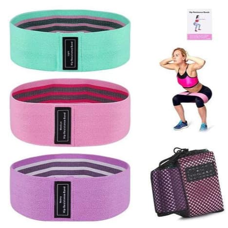 Kit 3 Faixas Elásticas Hip Band Mini Band Tecido Treino Academia Glúteo E Pernas 3 Níveis De Resistência Pilates