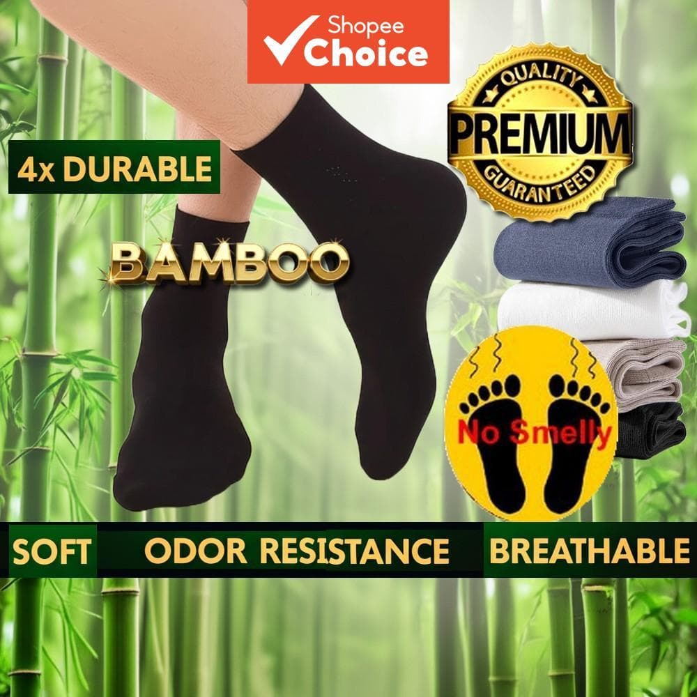  Meias de Bambu para Homens Meias Antiodor Antibacterianas Premium Meias Pretas Lisas Meias de Carvão Vegetal