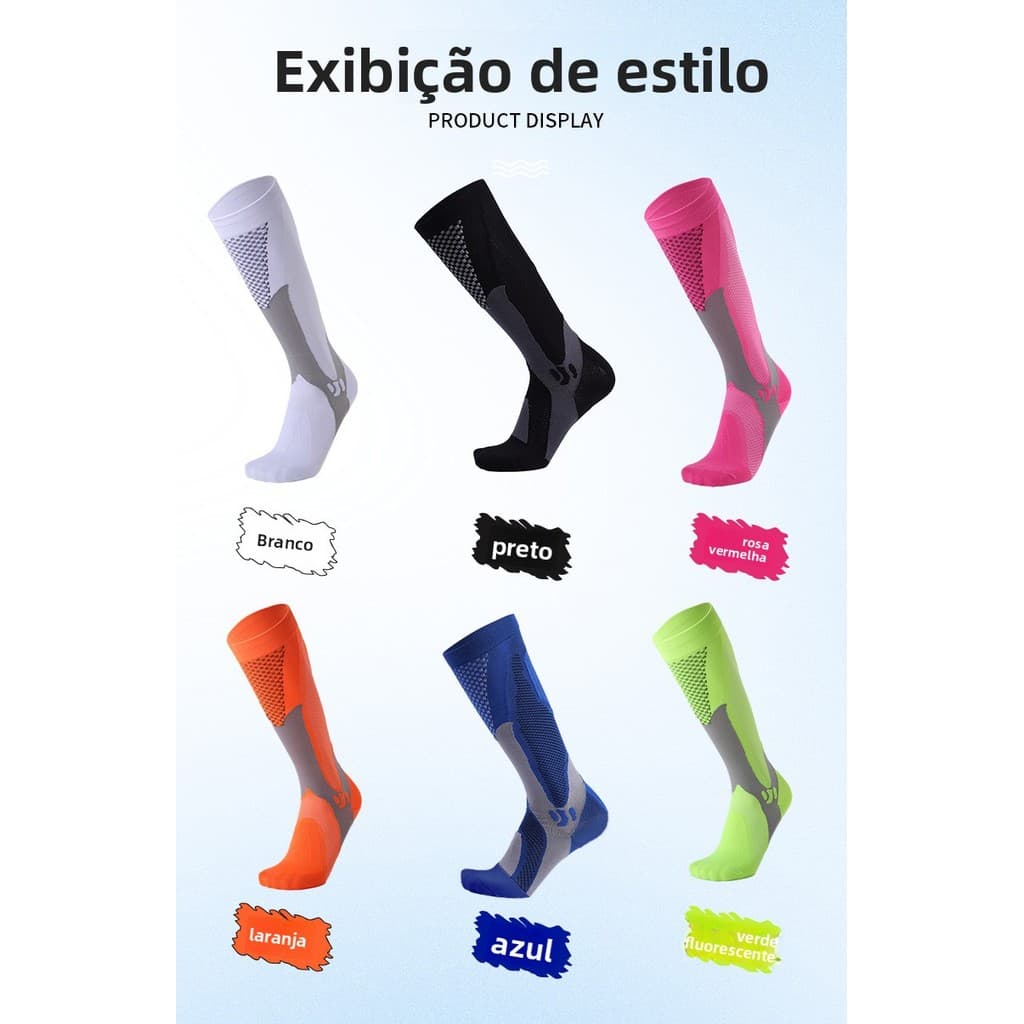 Meias acima do joelho, meias de compressão longas, meias de compressão antiderrapantes para panturrilha, meias de pressã