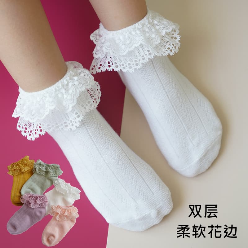 Crianças meias Lolita meias princesa meias de renda branca meias de dança meias de algodão meninas meias de renda primav
