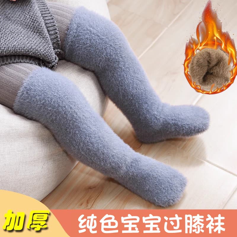Meias de bebê outono inverno meias grossas forro de lã meias altas joelheiras meias de bebê meninos meninas bebê