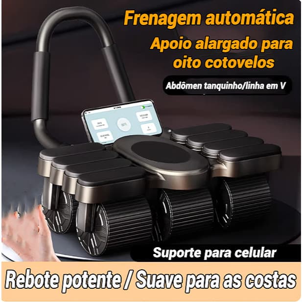 Roda Abdominal de 4 Rodas Aparelho de Abdominais Autoretorno Roda para Abdominais Silencioso