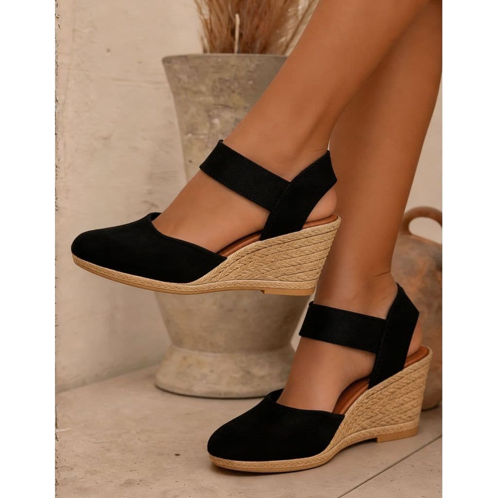 Sandália Anabela Feminina Casual Espadrille Confortável Dia a Dia Leve Macia
