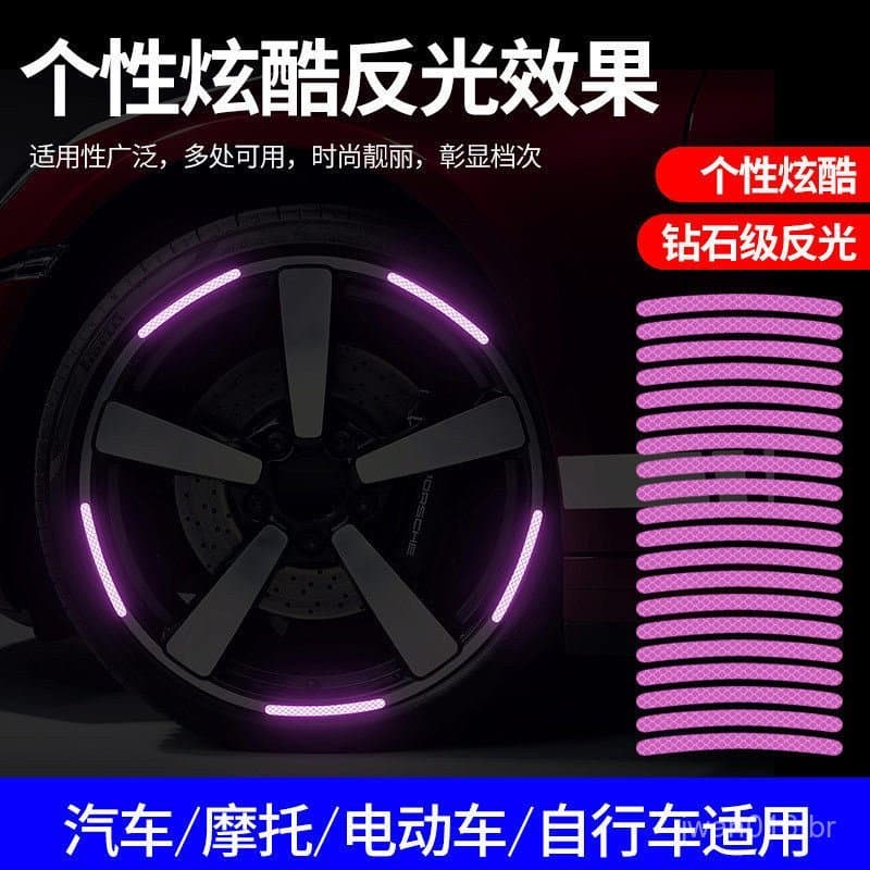 Faixas Decorativas Altamente Refletivas para Cubos de Rodas de Carro, Adesivos Criativos Personalizados à Prova d'Água p