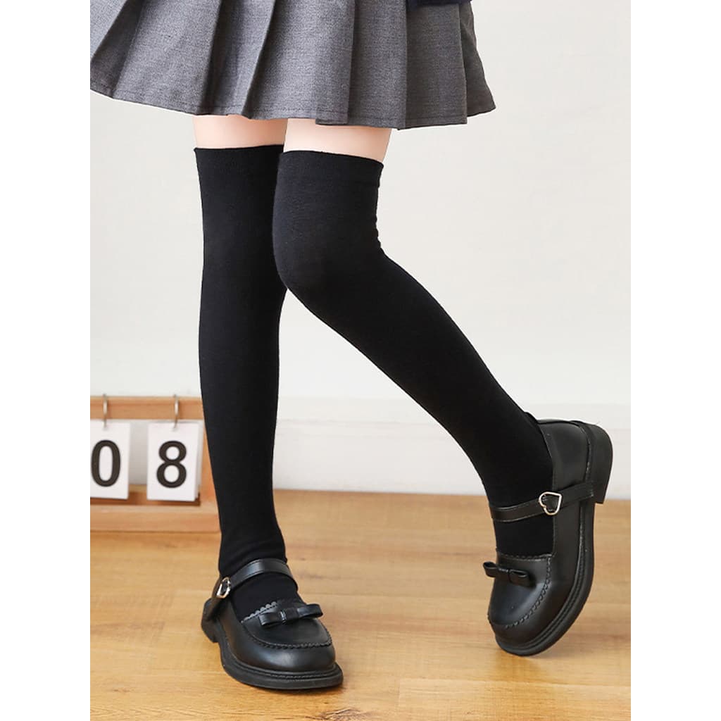 Meninas meias joelho meias de algodão primavera outono meias altas preto coxa meias branco estudante meias meninas meias