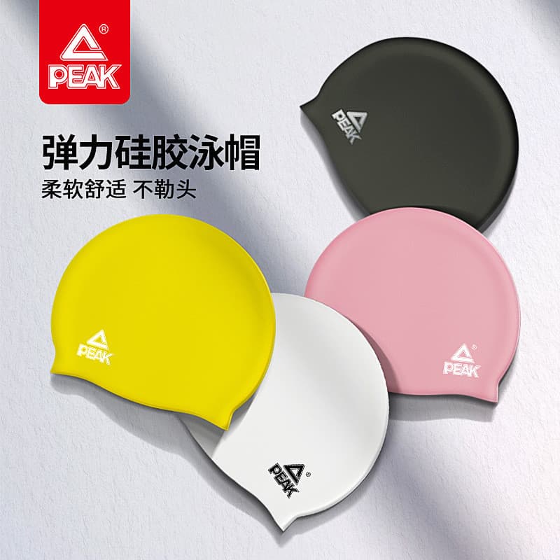 Touca de natação de silicone impermeável genuína PEAK, touca de natação infantil, touca de natação para cabelos longos f
