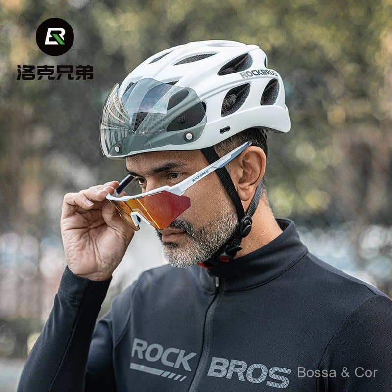 Capacete unissex Rocker, capacete de segurança, capacete de ciclismo de peça única, capacete ampliado com óculos de prot