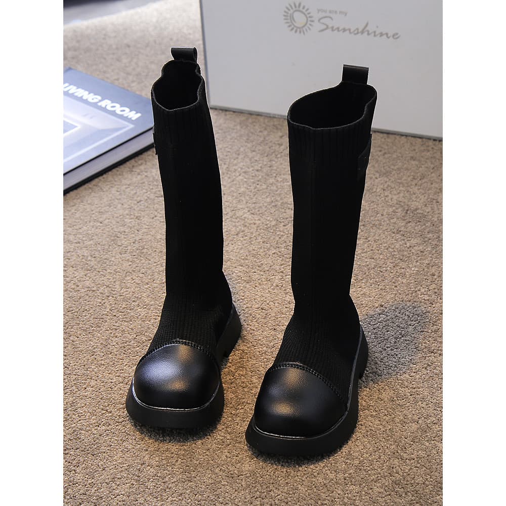 Meninas botas altas 2024 primavera outono novo estilo botas infantis meninas meias botas respiráveis botas elásticas pri