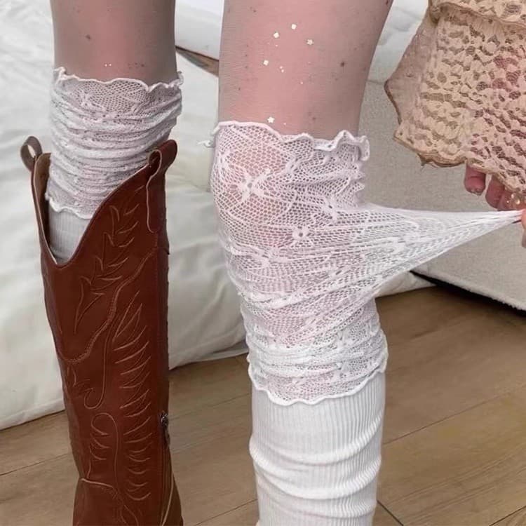 Meias Push Chuanxi pradaria viagem Wear combinando botas de cavaleiro meias femininas acima do joelho meias de renda mei