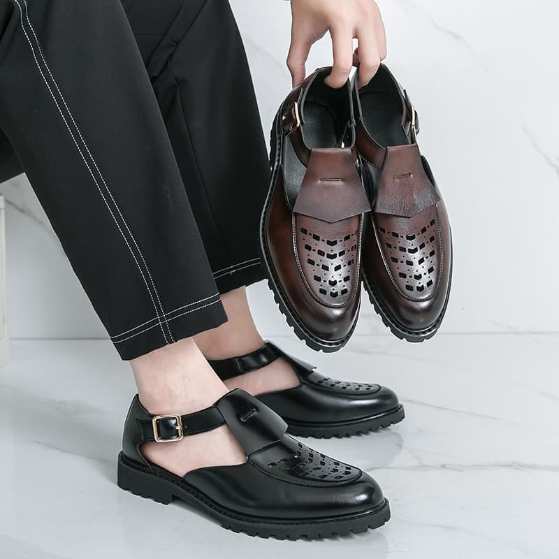 Sapatos Casuais Masculinos De Negócios Sandália De Couro Masculino Sandálias Formais Masculinas Solas Macias Tamanho Gra