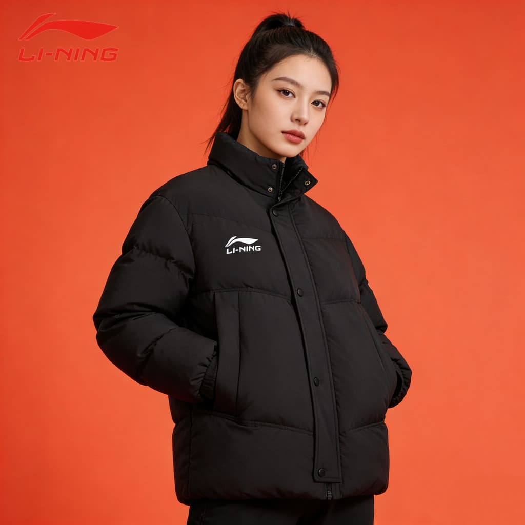 Li Ning Jaqueta Curta Acolchoada Unissex Gola Quente Jaqueta Esportiva Inverno Jaqueta Grossa Jaqueta Feminina Pão