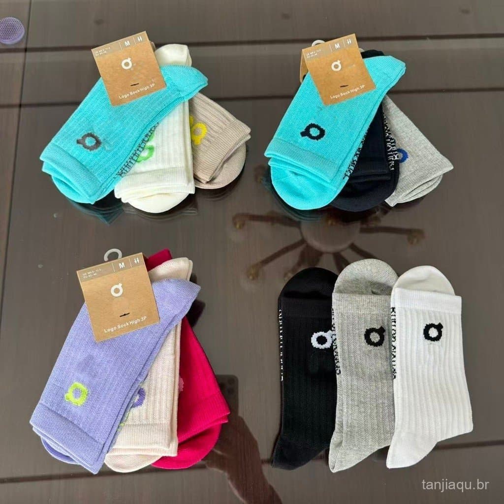 Meias esportivas casal meias de corrida média das mulheres dos homens meias de algodão 3 pares meias moda na moda meias 