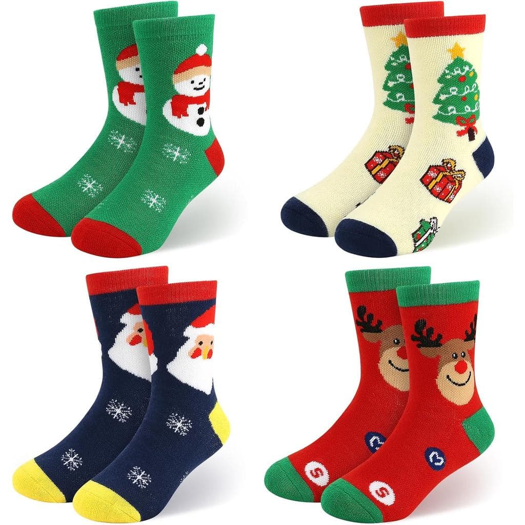 Meias de Natal em Lã Merino para Meninos e Meninas Pequenos, Meias Térmicas Grossas e Confortáveis para Caminhadas de In