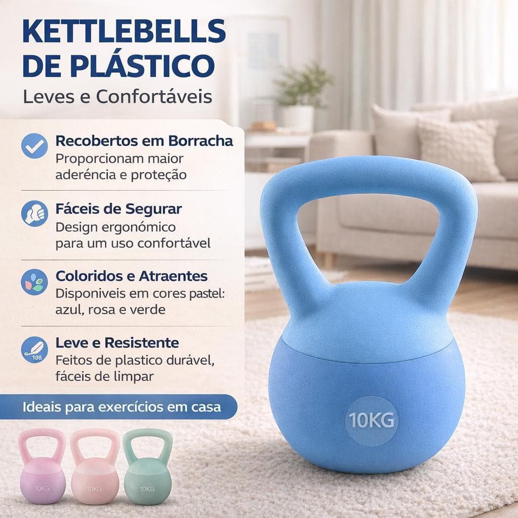 Kettlebell 4-12KG  Halteres para Yoga e Definição Corporal – Kettlebell Revestido em PVC