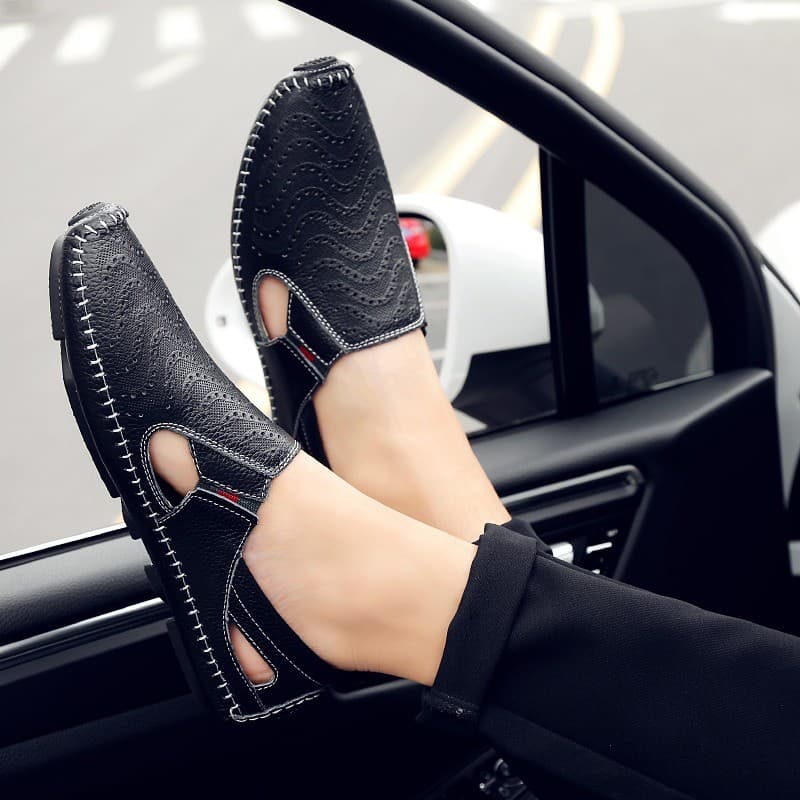 Sandálias masculinas 2026 novo estilo de couro genuíno verão sandálias masculinas sapatos de couro na moda Casual respir