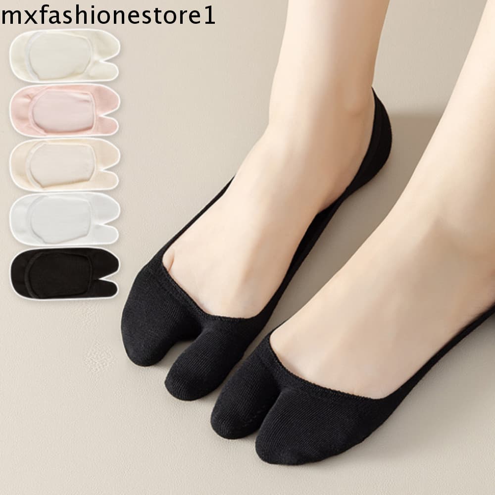 MXFASHIONE Meias Tabi Invisíveis , De Algodão Com Corte Baixo E Antiderrapantes De Dois Dedos , Meia De Barco Separada E
