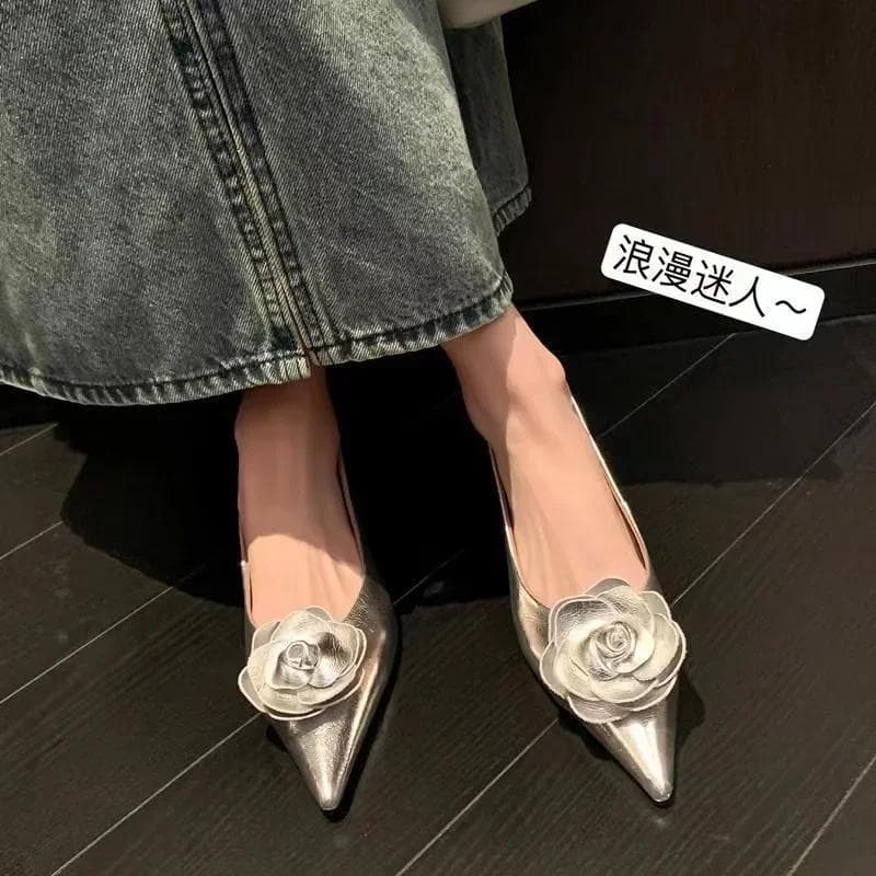 Sapatos Femininos Sandálias De Salto Alto Mocassins Elegantes Baixo Casamento Noiva Apontou Toe Ouro Rosa Festa À Noite