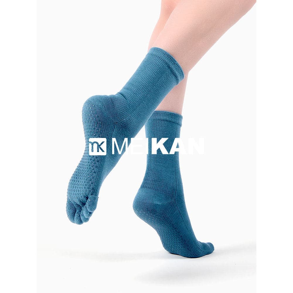 MEIKAN Meias de ioga Meias antiderrapantes Meias de chão Meias de cinco dedos Meias de Pilates Meias de cano médio com d