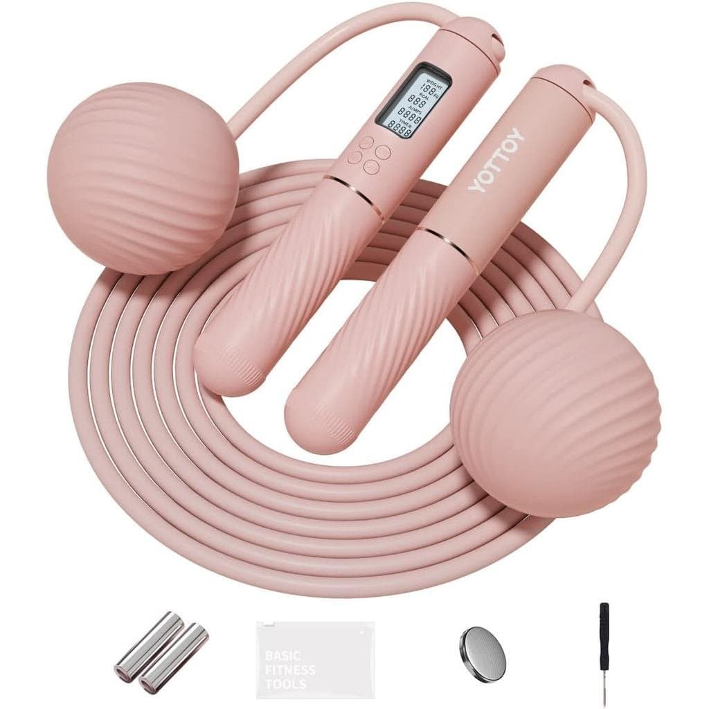 Cordas de Pular YOTTOY para Adultos, Corda de Pular Sem Fio com Contador e Bola Grande, Corda de Pular Ponderada para Mu
