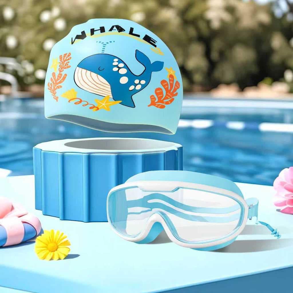 Touca de natação para crianças, touca de silicone com estampa, touca de natação para meninos e meninas, proteção solar, 