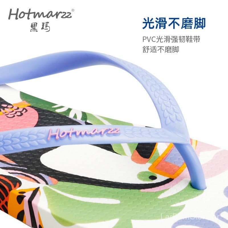 Sandália feminina Hotmarzz floral colorida com tira azul resistente à água