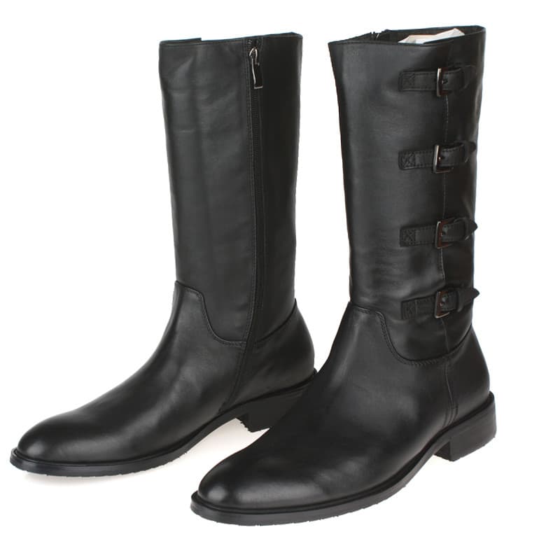 Botas de equitação de cano médio com zíper britânico Botas de couro genuíno Botas mongol Botas de inverno Botas de couro