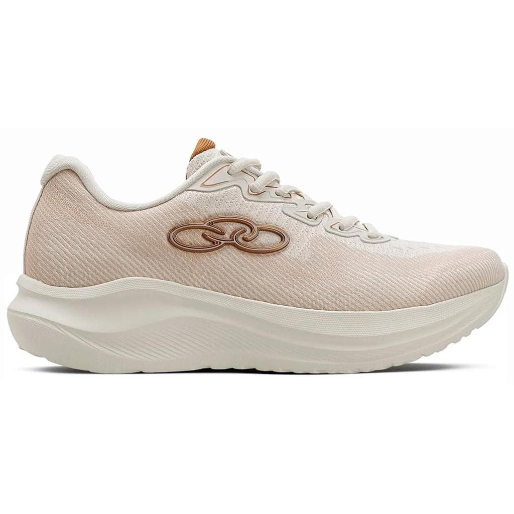 Tênis casual unissex branco Olympikus com logo em marrom