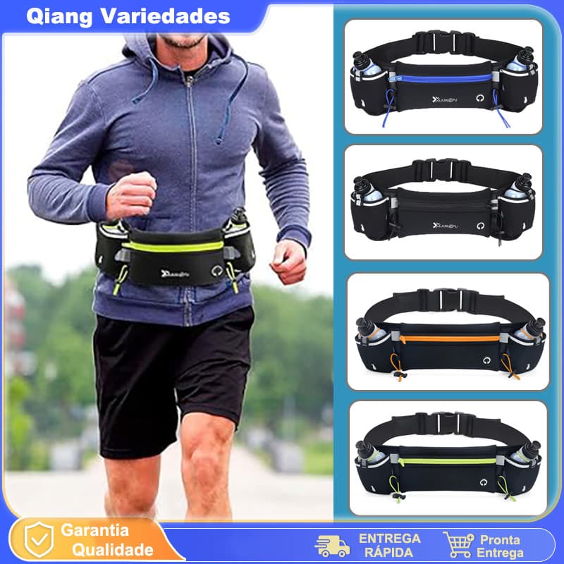 Cinto Hidratação Pochete Slim Porta Celular Corrida C/02 Garrafas Anatômicas 300mL
