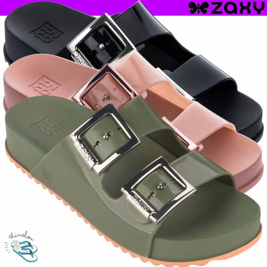 Sandalia Chinelo Slide Papete Feminina Zaxy Partner III Lançamento Novidade Conforto