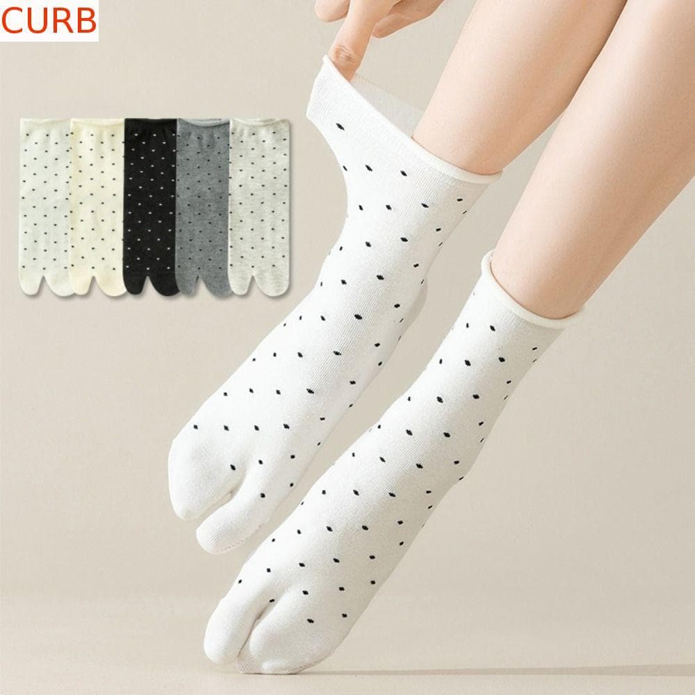 Meias Tubulares De Dois Dedos CURB , De Algodão Com Pontos Separados Finas Respiráveis De Meia Panturrilha Para 2 Pares 