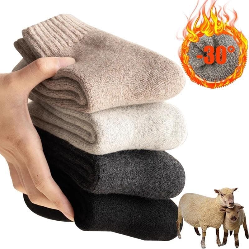 Meias de Inverno Quentes para Mulheres, Meias de Lã para Homens, Meias Super Grossas e Sólidas, Meias de Lã Merino Contr
