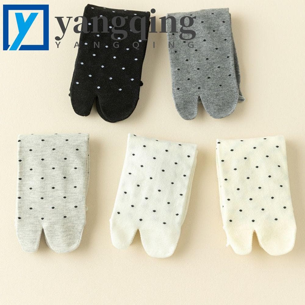 YANGQING Meias Tubulares De Dois Dedos , Finas Separadas Com Pontos Babados De Algodão Meia Panturrilha Para 2 Pares