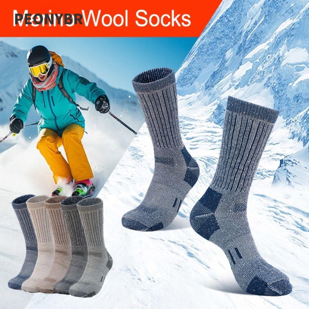 PEONYHOME Meias Quentes De Inverno , De Lã Merino Espessadas E Felpudas Esportivas Ao Ar Livre Para Montanhismo
