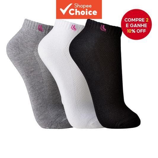  Conjunto de 3 Pares de Meias Femininas Lupo Sport 3226-089 – Meias Rosa de Algodão Corte Baixo