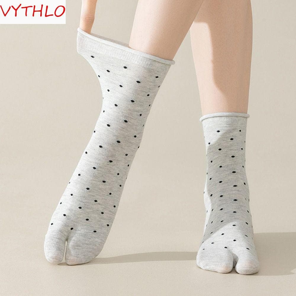 VYTHLO Meias Tubulares De Dois Dedos , Finas Separadas Com Pontos Babados De Algodão Meia Panturrilha Para 2 Pares De Me