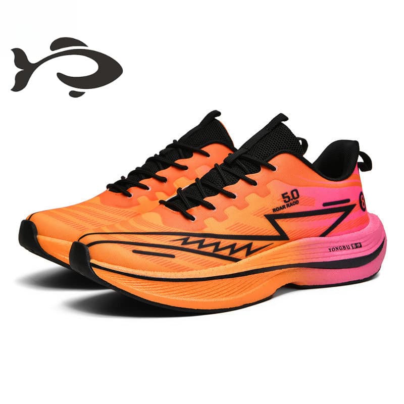 Tênis esportivo laranja e rosa para corrida e esportes