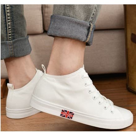 Sapatos de casal versão coreana sapatos de lona de alta qualidade masculinos branco Mid-top tênis casuais estudante resp