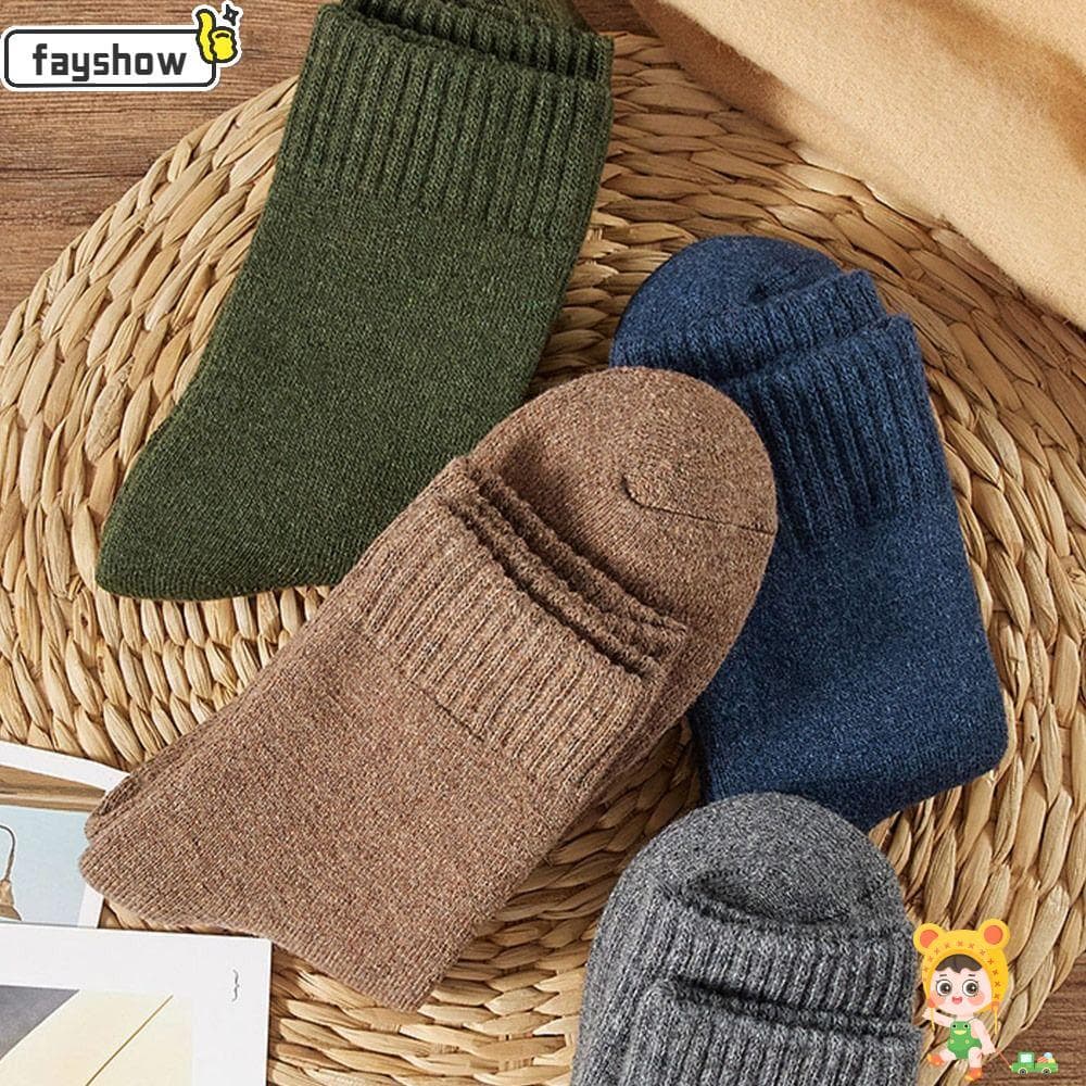 FAYSHOW Meia Grossa , Meias Elásticas De Proteção Contra Frio Felpudas De Neve , Masculinas E Femininas De Lã Merino Inv