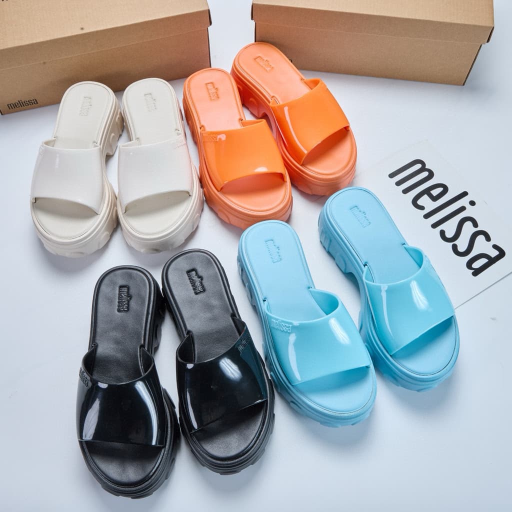 2025 Novos Sapatos de Gelatina Melissa Plataforma Melissa Sola Grossa Alça Larga Sandálias de Praia Leves