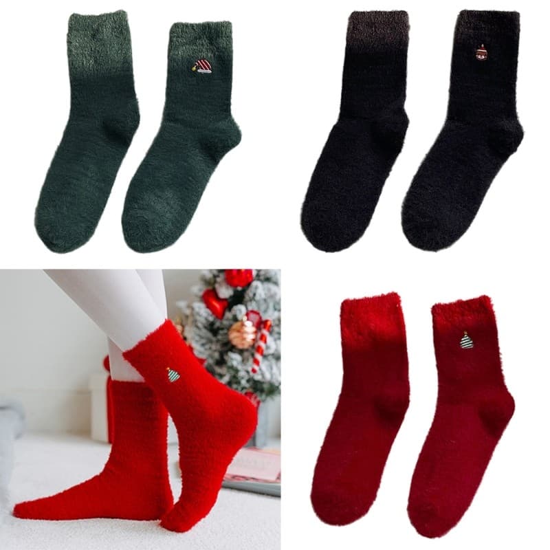 Hi * Meias Panturrilha Tema Natal Estampa Temática E Detalhe Bordado, Roupa Térmica